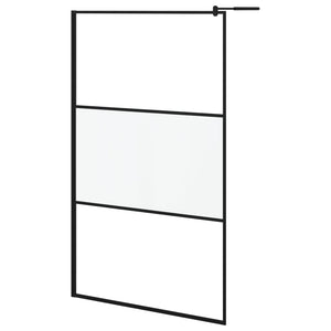 vidaXL Walk-In Shower Screen 115x195 cm Tempered Safety Glass Frosted Black