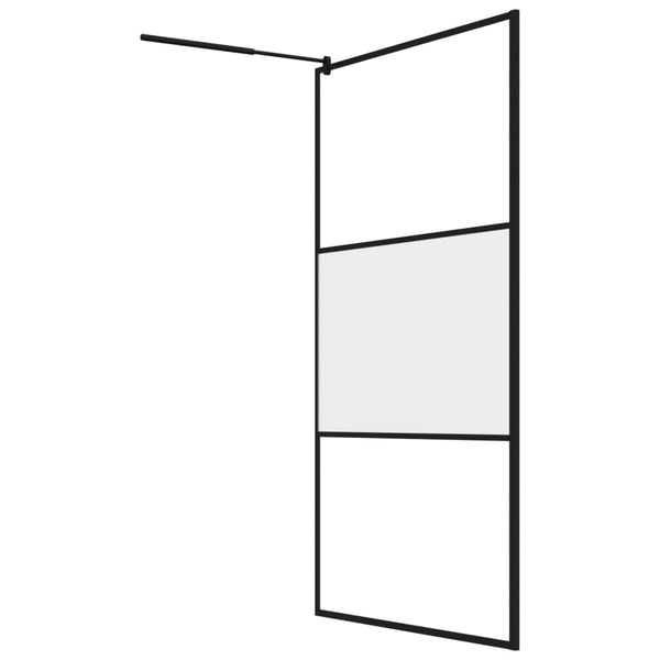 vidaXL Walk-In Shower Screen 115x195 cm Tempered Safety Glass Frosted Black