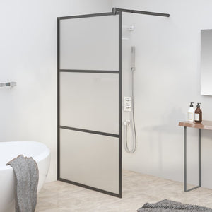 vidaXL Walk-In Shower Screen 115x195 cm Tempered Safety Glass Frosted Black