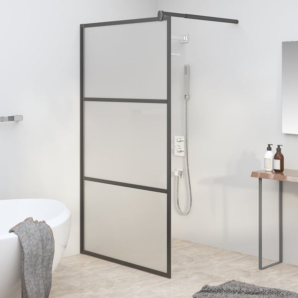vidaXL Walk-In Shower Screen 115x195 cm Tempered Safety Glass Frosted Black