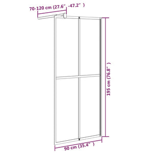vidaXL Walk-in Shower Screen 90x195 cm Dark Tempered Glass