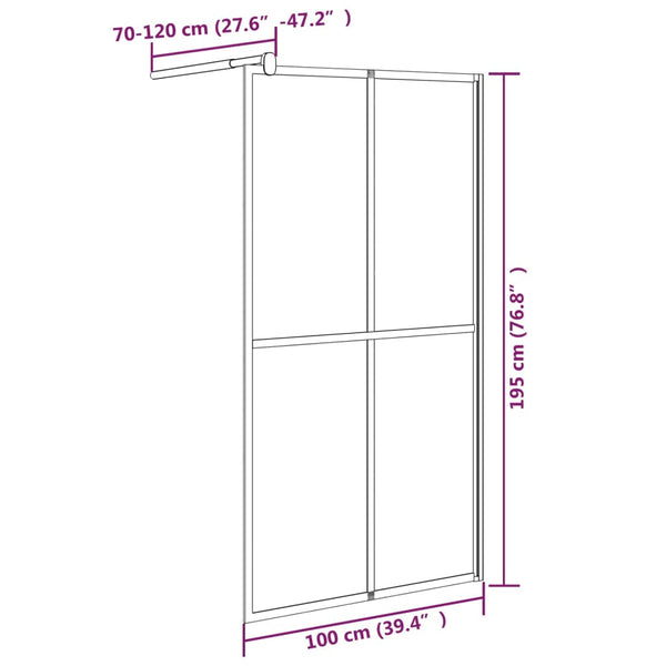 vidaXL Shower Screen for Walk-in Shower 100x195cm Dark Safety Glass