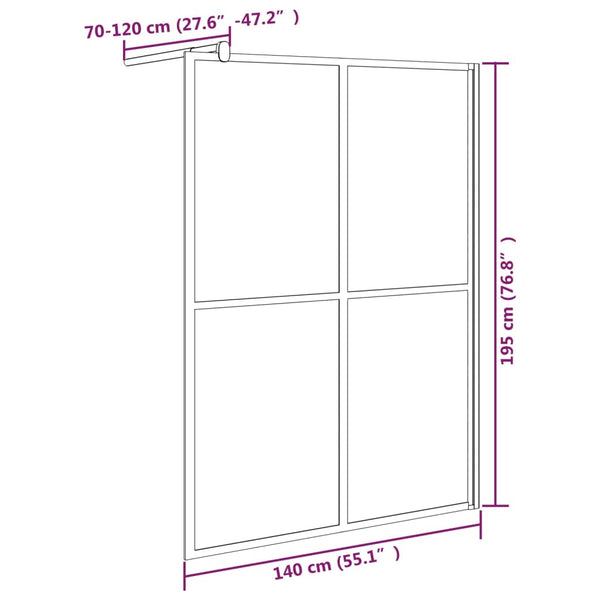 vidaXL Walk-in Shower Screen 140x195 cm Dark Tempered Glass