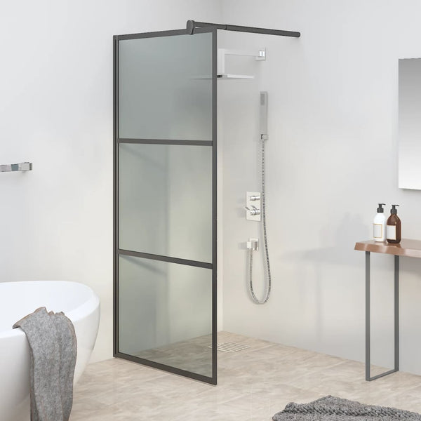 vidaXL Shower Screen for Walk-in Shower 80x195 cm Dark Tempered Glass Black
