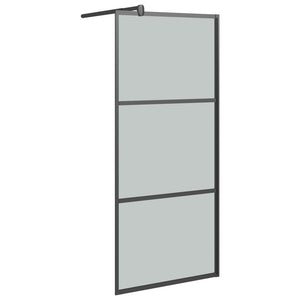 vidaXL Walk-in Shower Screen 90x195 cm Dark Tempered Glass Black