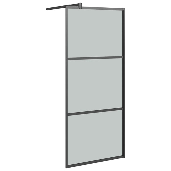 vidaXL Walk-in Shower Screen 90x195 cm Dark Tempered Glass Black