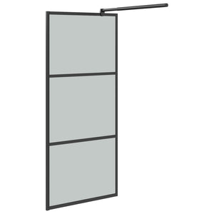 vidaXL Walk-in Shower Screen 90x195 cm Dark Tempered Glass Black