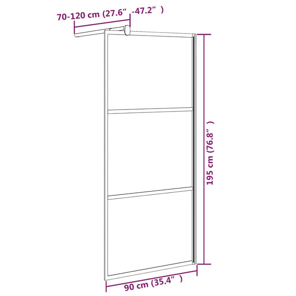 vidaXL Walk-in Shower Screen 90x195 cm Dark Tempered Glass Black