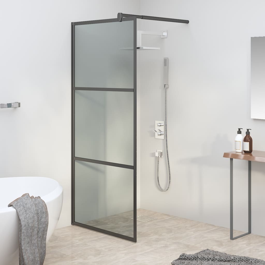 vidaXL Walk-in Shower Screen 90x195 cm Dark Tempered Glass Black