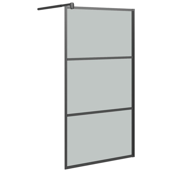 vidaXL Walk-In Shower Screen 100x195 cm Dark ESG Glass Black