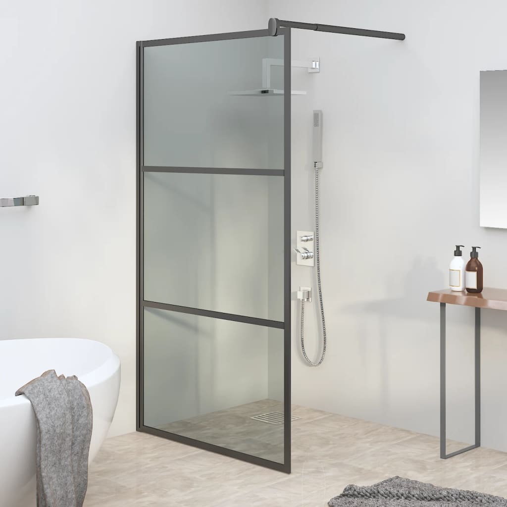 vidaXL Walk-In Shower Screen 100x195 cm Dark ESG Glass Black