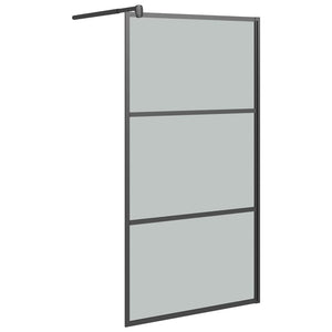 vidaXL Walk-In Shower Screen 115x195 cm Dark ESG Glass Black