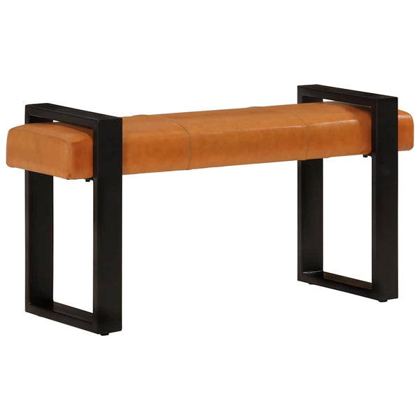 Sitzbank Schwarz Braun 110 cm Ziegenleder