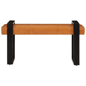 Sitzbank Schwarz Braun 110 cm Ziegenleder