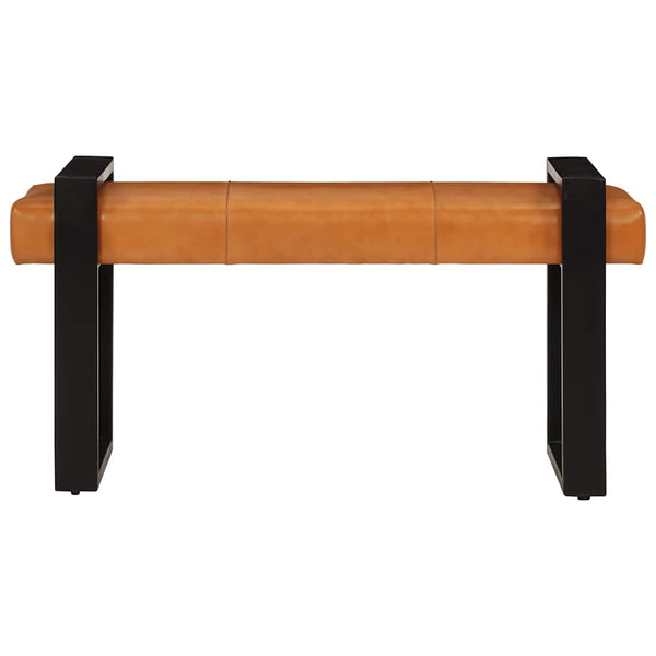 Sitzbank Schwarz Braun 110 cm Ziegenleder