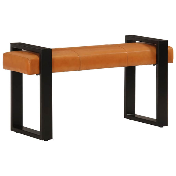 Sitzbank Schwarz Braun 110 cm Ziegenleder