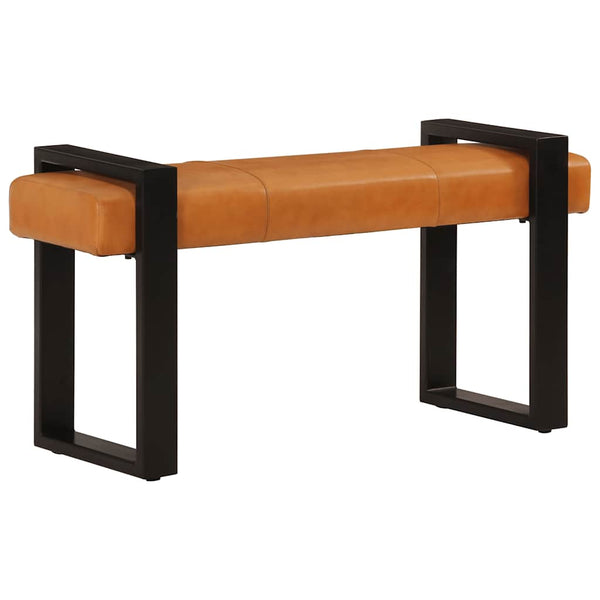Sitzbank Schwarz Braun 110 cm Ziegenleder