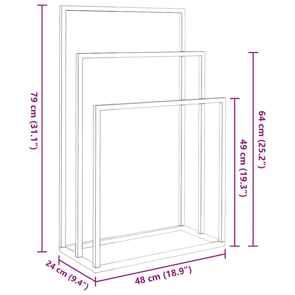 vidaXL Towel Rack Black 48x24x79 cm Iron