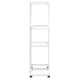 vidaXL 4-Tier Flower Pot Stand with Wheels 44x23x80 cm White Iron