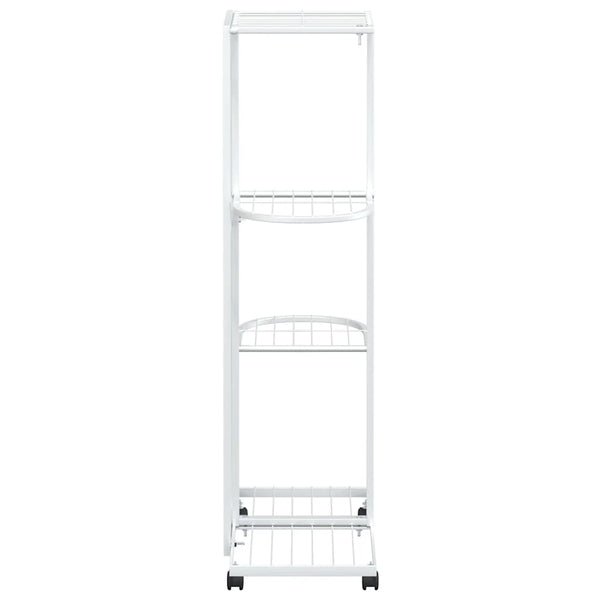 vidaXL 4-Tier Flower Pot Stand with Wheels 44x23x80 cm White Iron