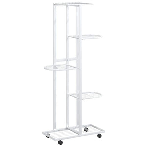 vidaXL 5-Tier Flower Stand with Wheels 44x23x100 cm White Iron
