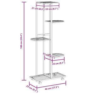 vidaXL 5-Tier Flower Stand with Wheels 44x23x100 cm White Iron