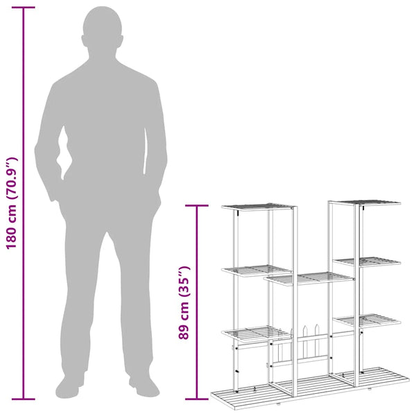 vidaXL Flower Stand 94.5x25x89 cm Black Iron