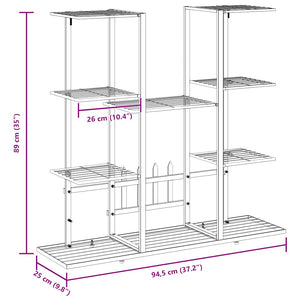 vidaXL Flower Stand 94.5x25x89 cm White Iron