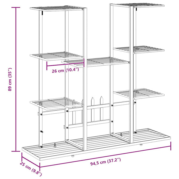 vidaXL Flower Stand 94.5x25x89 cm White Iron