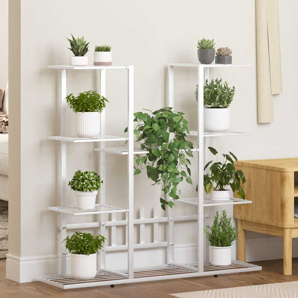vidaXL Flower Stand 94.5x25x89 cm White Iron