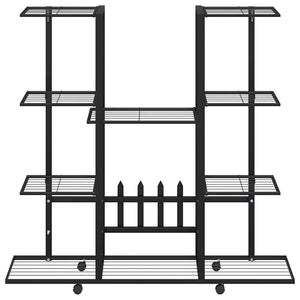 vidaXL Flower Stand with Wheels 94.5x24.5x91.5 cm Black Iron