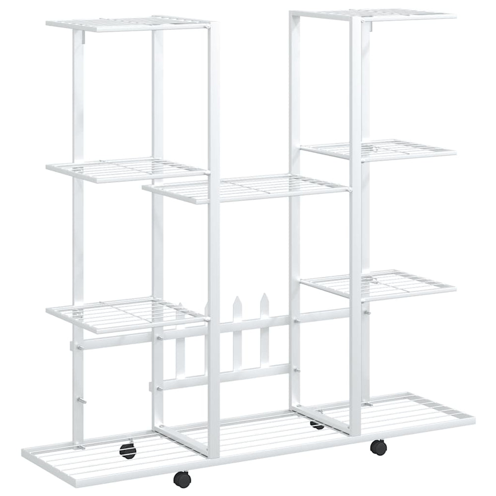 vidaXL Plant Stand with Wheels 94.5x24.5x91.5 cm White Iron