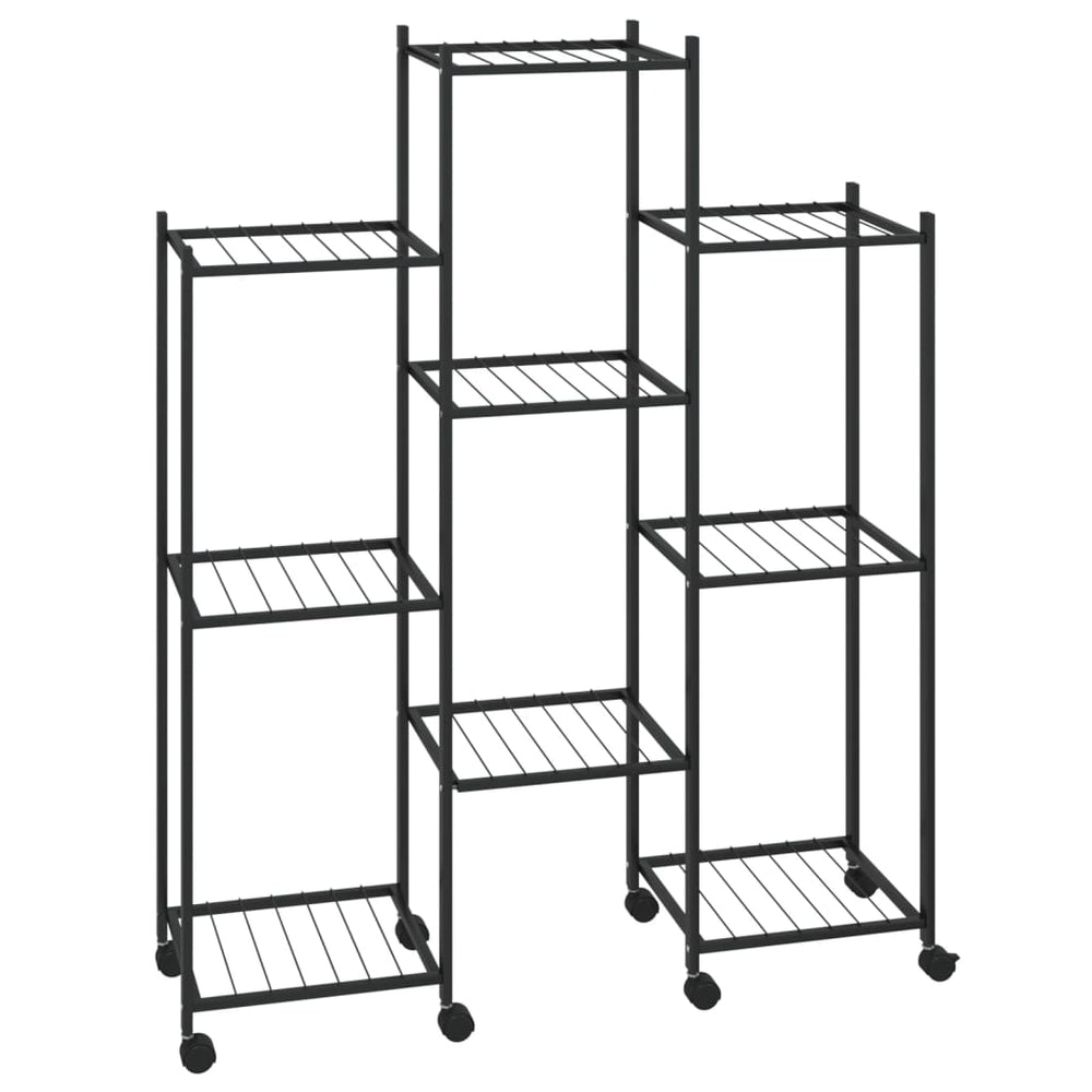 vidaXL Plant Stand with Wheels 83x25x103.5 cm Black Iron