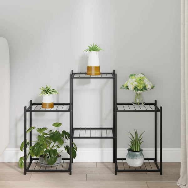 vidaXL Flower Pot Stand 83x25x60 cm Black Iron