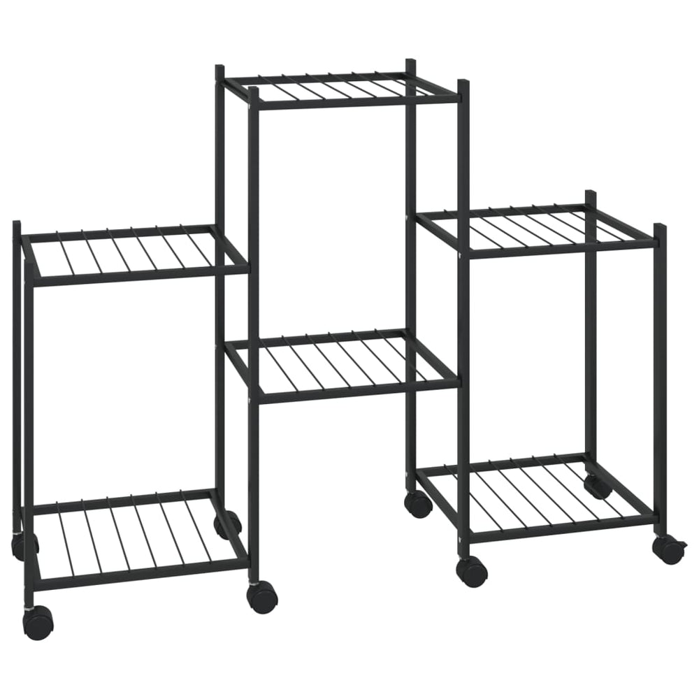 vidaXL Plant Stand with Wheels 83x25x63.5 cm Black Iron