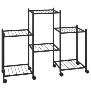 vidaXL Plant Stand with Wheels 83x25x63.5 cm Black Iron