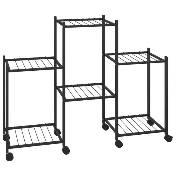 vidaXL Plant Stand with Wheels 83x25x63.5 cm Black Iron