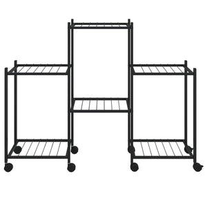 vidaXL Plant Stand with Wheels 83x25x63.5 cm Black Iron