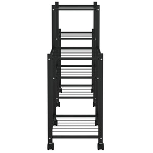 vidaXL Plant Stand with Wheels 83x25x63.5 cm Black Iron