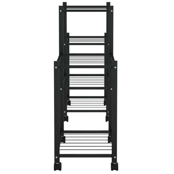 vidaXL Plant Stand with Wheels 83x25x63.5 cm Black Iron