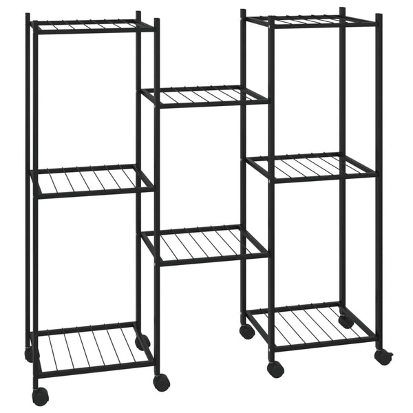 vidaXL Plant Stand with Wheels 83x25x83.5 cm Black Iron