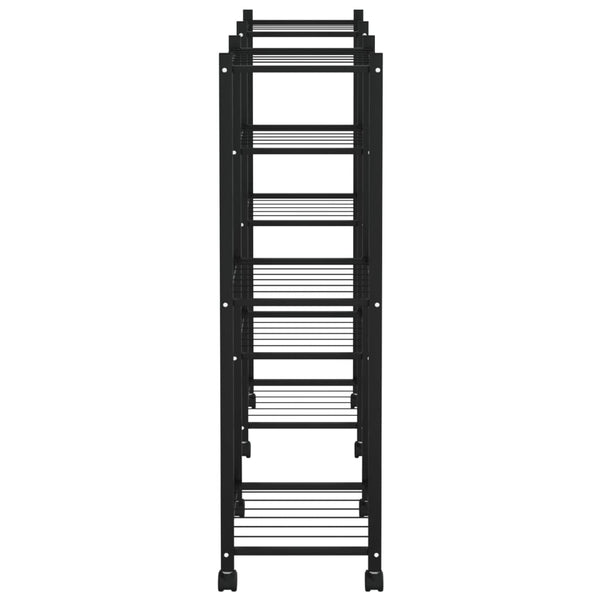 vidaXL Plant Stand with Wheels 83x25x83.5 cm Black Iron