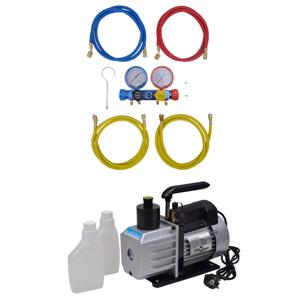 vidaXL Vacuum Pump with 4-Way Manifold Gauge Set for Air Conditioners