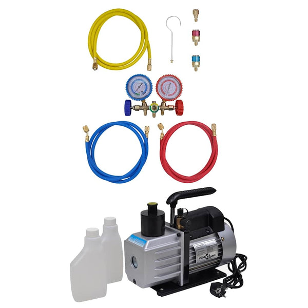 vidaXL Vacuum Pump with 2-Way Manifold Gauge Set for Air Conditioners