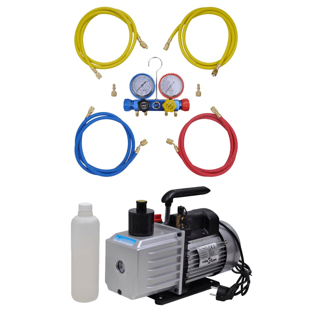 vidaXL Vacuum Pump 100 L/min 4-Way Manifold Gauge Air Conditioner