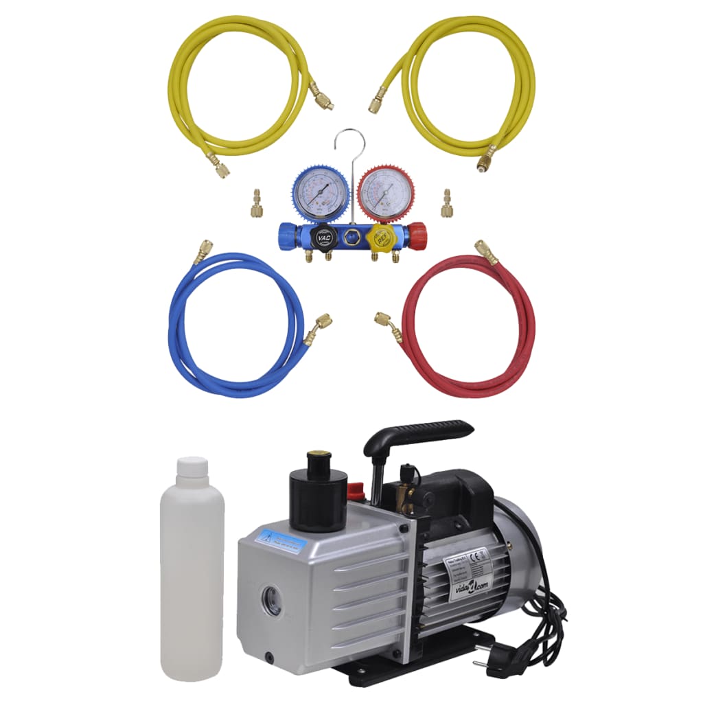 vidaXL Vacuum Pump 100 L/min 4-Way Manifold Gauge Air Conditioner