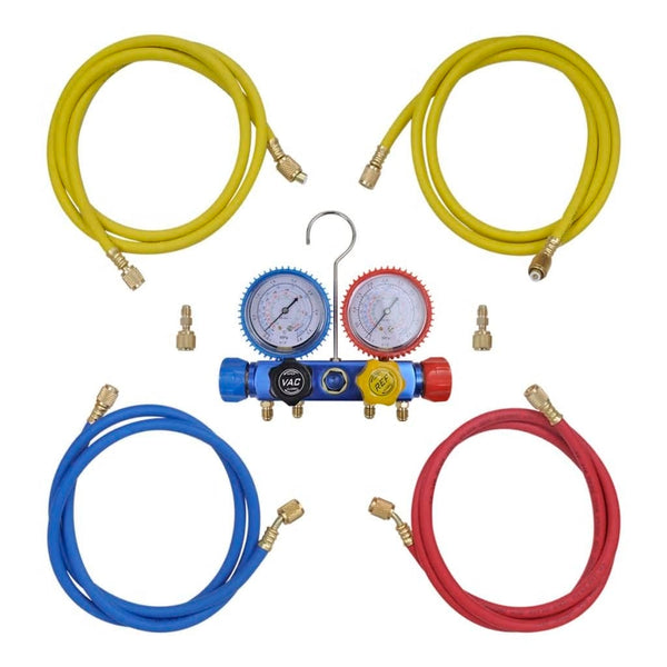 vidaXL Vacuum Pump 100 L/min 4-Way Manifold Gauge Air Conditioner