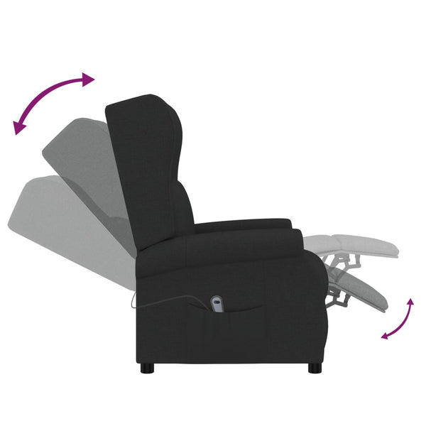 vidaXL Reclining Armchair Electric Black Fabric