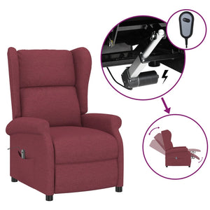 vidaXL Electric Recliner with Wingback Wine Red Fabric