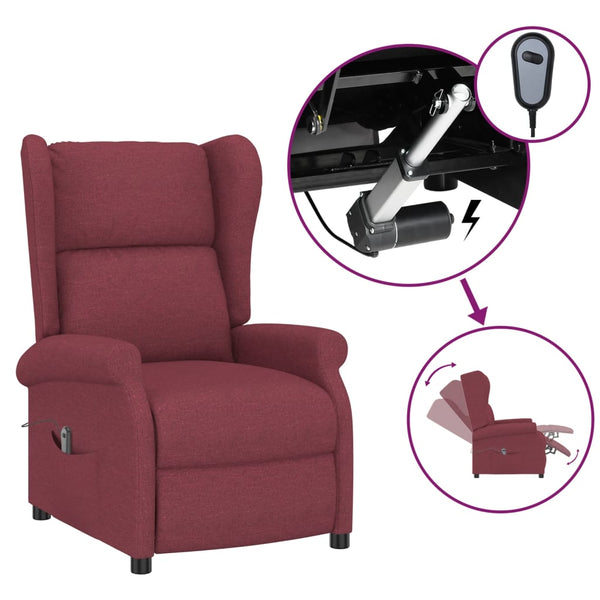 vidaXL Electric Recliner with Wingback Wine Red Fabric